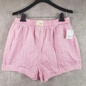 We The Free Shorts Womens Medium Pink Stripe Pull On Elastic Waist Lounge